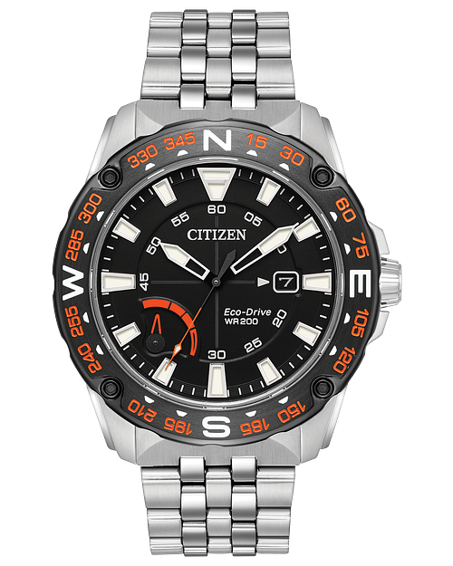 PRT Men s Eco Drive AW7048 51E Orange Accent Dial Watch CITIZEN
